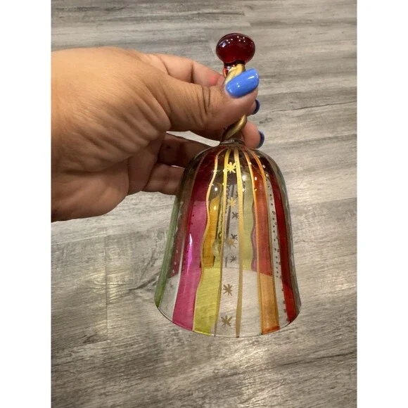 Festive Stripes Glass Bell - Pier 1 Imports - Picture 2 of 7